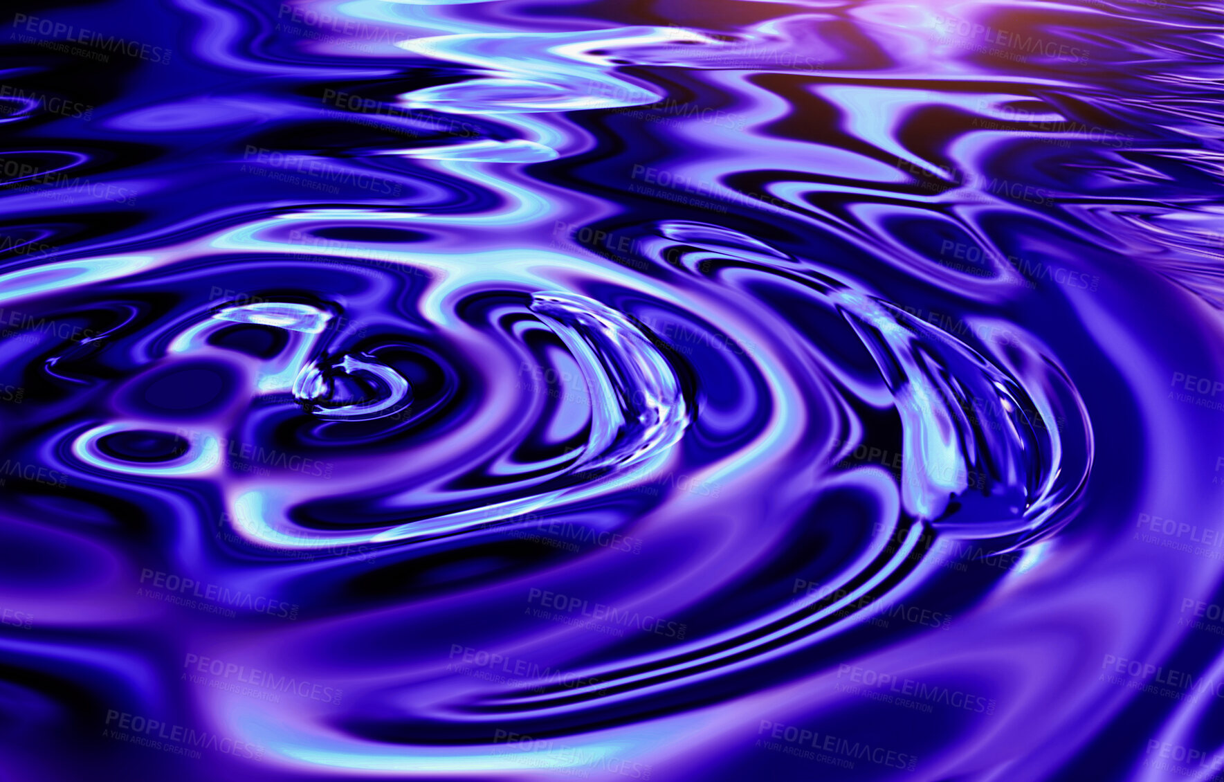 Buy stock photo Waves, ripple and blue with water pattern with mockup for 3d, digital and texture. Environment, reflection and futuristic with liquid in background for abstract, sustainability and art deco