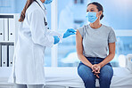 Doctor using cotton to clean the arm of a patient. Doctor giving a patient a covid vaccine injection. Medical physician injecting patient with corona virus cure. Patient and doctor in a checkup