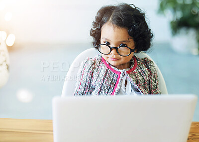 Buy stock photo Shot of a cute little girl at home