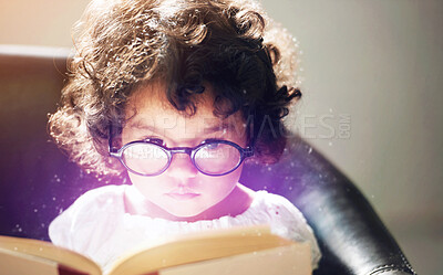 Buy stock photo Shot of a cute little girl at home