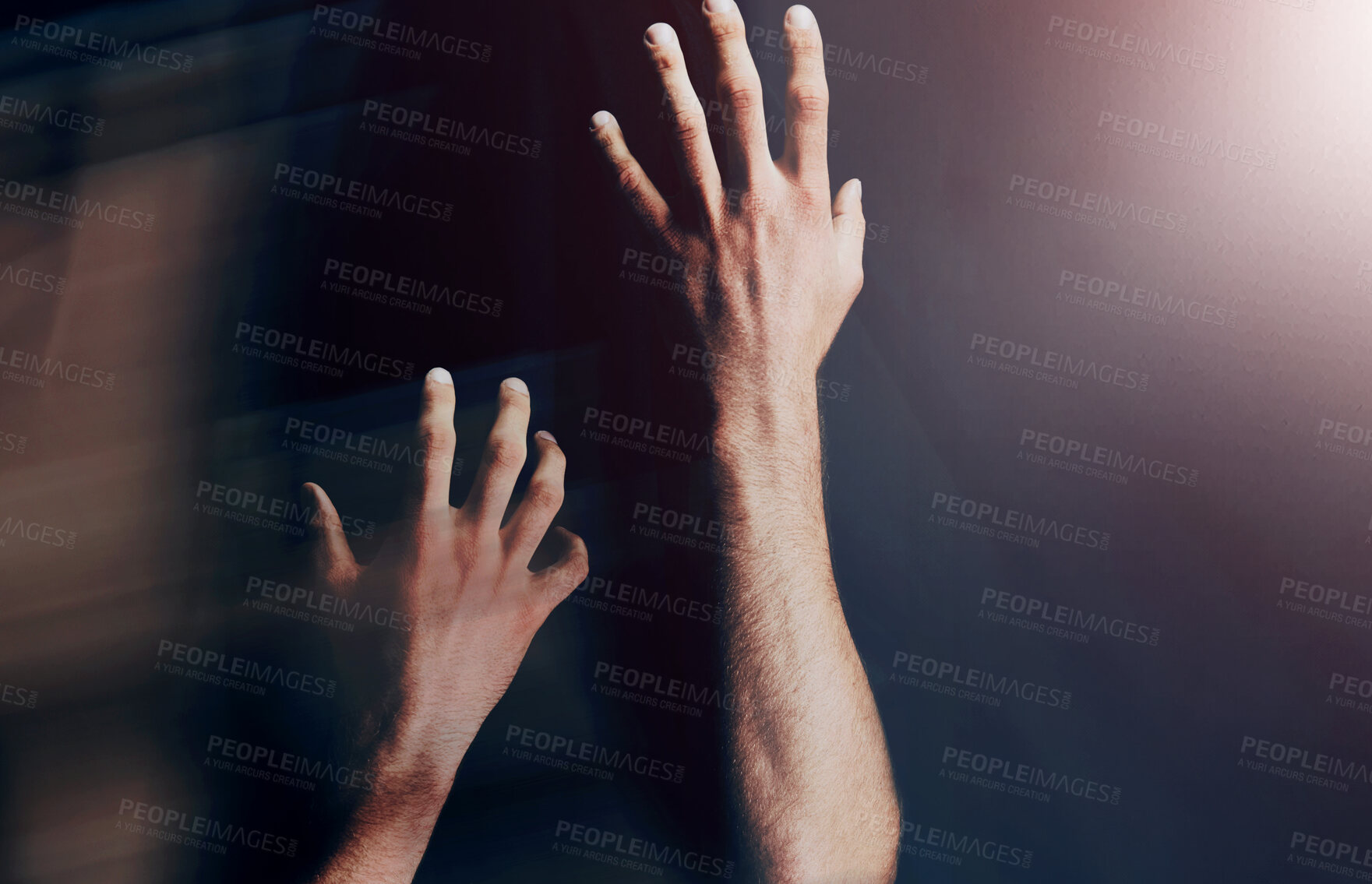 Buy stock photo Two arms isolated against a black background