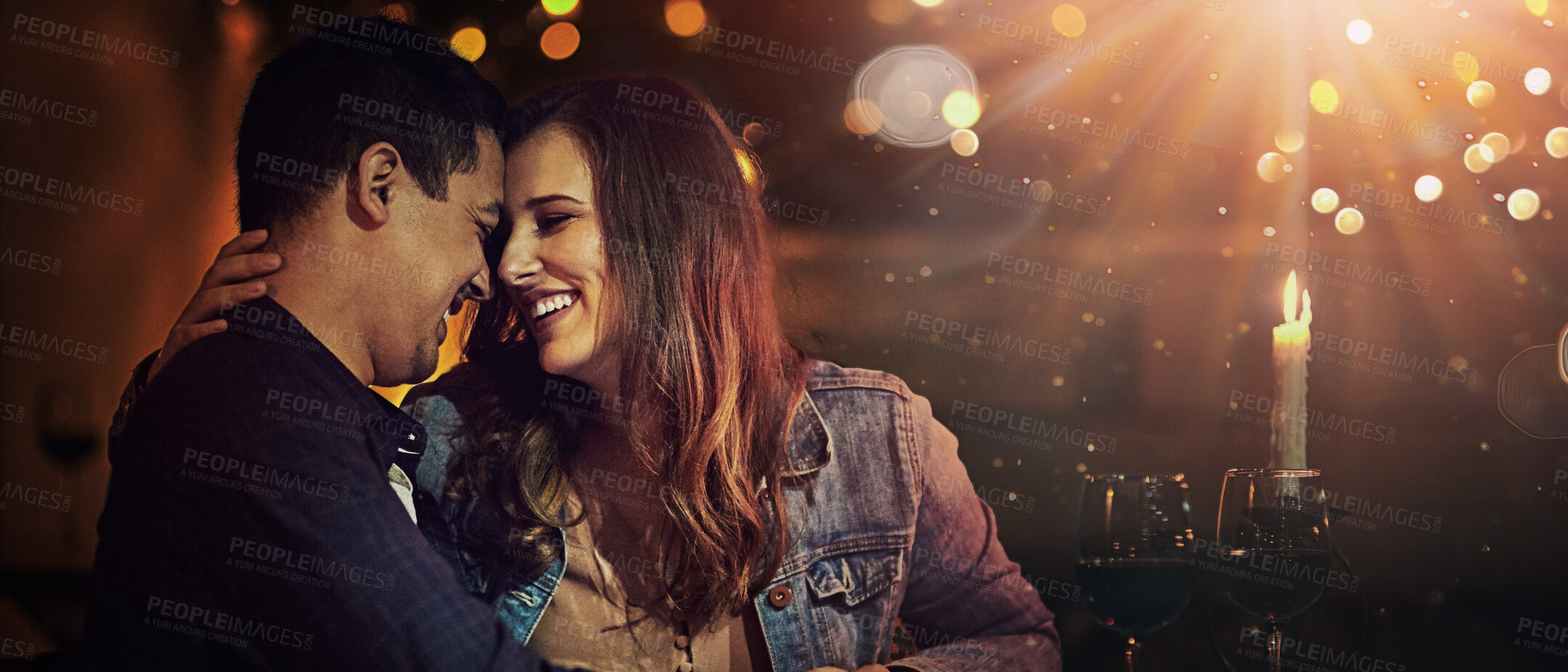 Buy stock photo Shot of an affectionate couple out on a romantic date