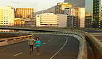 Running through the quiet urban landscape