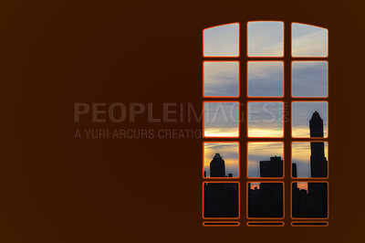 Buy stock photo Background, window and glass for light, view and architecture in vintage hallway, building or house. Textures, apartment and history as design, awning or cityscape as retro townhouse in frame or home