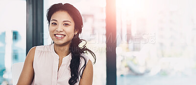 Buy stock photo Portrait of a young businesswoman working in an office