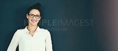 Buy stock photo Portrait of an attractive young businesswoman posing in the studio