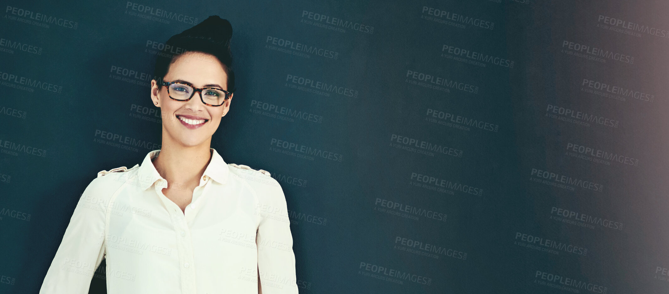 Buy stock photo Portrait of an attractive young businesswoman posing in the studio