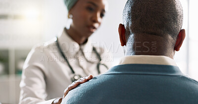 Buy stock photo Woman, doctor or care with patient for checkup, exam or healthcare appointment at hospital. Female person, medical employee or worker consulting with client for health advice or service at clinic