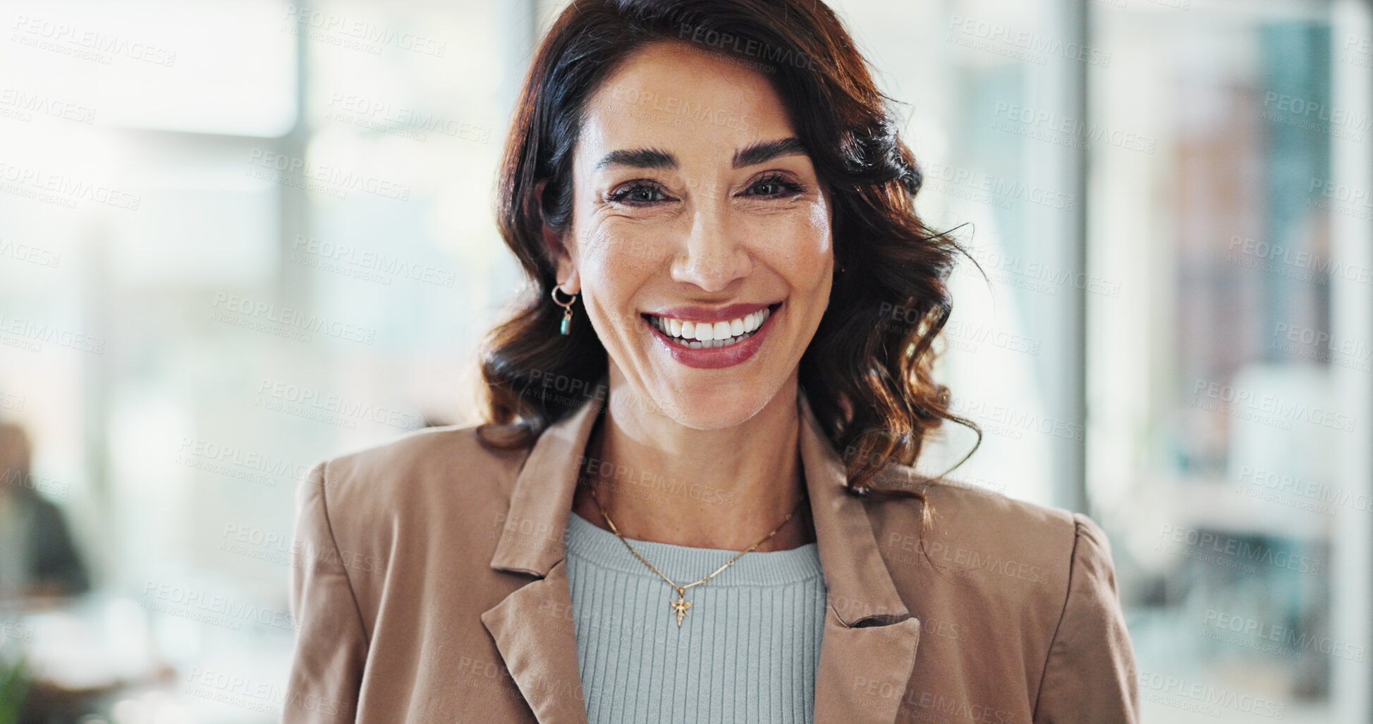 Buy stock photo Portrait, confident and businesswoman in office with smile, professional career and pride. Face, about us and happy hr manager with ambition, experience or recruitment for corporate growth in England