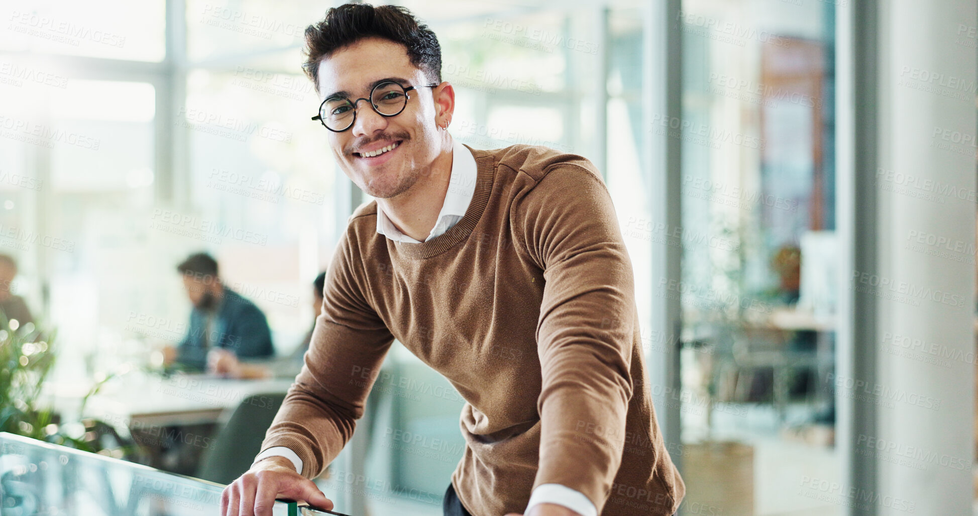 Buy stock photo Portrait, lawyer and career man with confidence in office as professional, advisor and law firm. Male person, happiness and smile as staff, legal representative and consultant in company or corporate