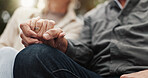 Elderly couple, park and holding hands for bonding, conversation and marriage together outdoors. Retirement, empathy and Senior man with women in nature on bench for love, embrace and connection