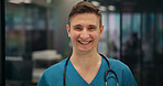 Portrait, man and nurse with smile at hospital for healthcare service, medical advice and about us. Male surgeon, medicine and confident for career ambition, diagnosis and treatment wellness in Japan