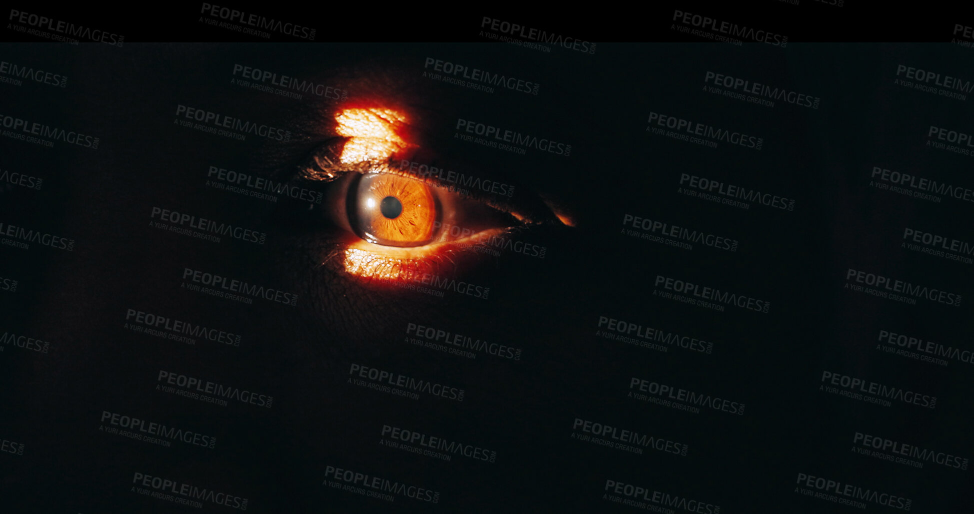 Buy stock photo Closeup, eye scan and test in optometry for doctor, consultation and examination for vision health. Person, retina and medical advice for diagnosis in clinic for optical wellness, therapy or analysis