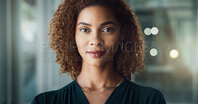 Buy stock photo Office, businesswoman and portrait with attorney for career, corporate project or ambition for law. Legal firm, female person or lawyer with pride for justice, court case or ready for profession goal