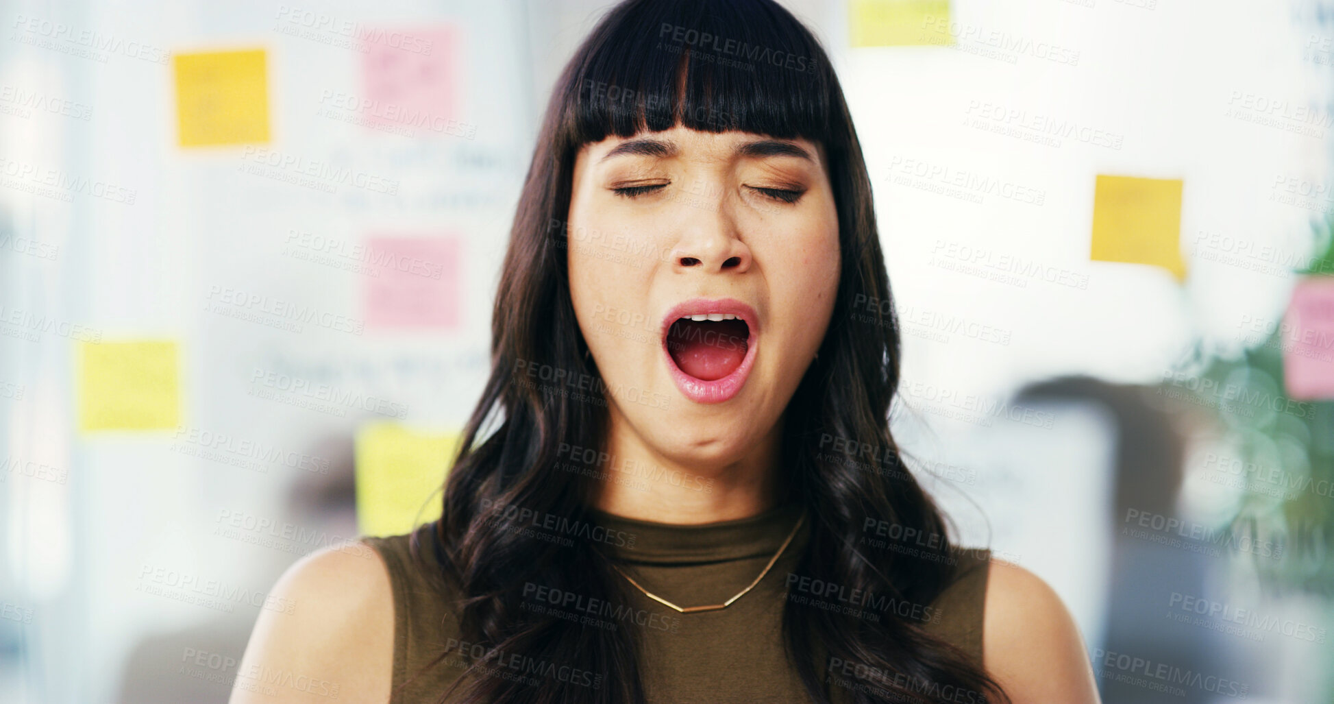 Buy stock photo Office, sneezing and woman with flu, creative and employee with infection, sickness and symptoms. Illness, journalist and person with reaction for allergies, nose and nasal congestion in business