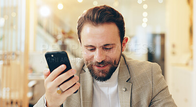 Buy stock photo Office, talking and businessman with speaker for phone call, communication and schedule for meeting. Career, employee and consultant with mobile for conversation, recording and app for voice note