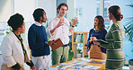Meeting, business people and delegation with manager for event, planning and creative direction. Coworking, men and woman with teamwork for ideas, discussion and documents for schedule in office