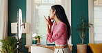 Happy woman, influencer and blowing kiss with ring light for virtual entertainment, content creation or online fans at home. Female person, user or vlogger with love for web interaction or broadcast