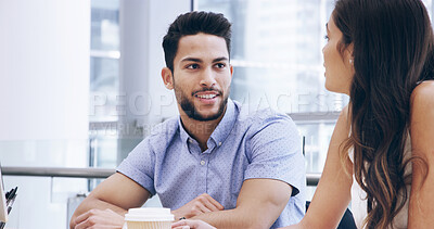 Buy stock photo Negotiation, discussion and business people in office with finance deal for company investment. Review, meeting and financial manager with explanation for client with debt plan in workplace.