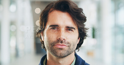 Buy stock photo Business, portrait and man in office with confidence for property development opportunity. Realtor, consultant or face of businessman in real estate, corporate employee  or professional in lobby