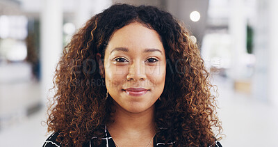 Buy stock photo Smile, portrait and businesswoman in office with confidence for human resources opportunity. Business, consultant or face of woman in HR development, career management or happy professional in lobby
