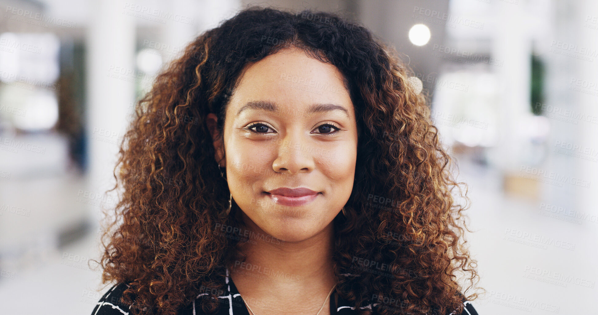 Buy stock photo Smile, portrait and businesswoman in office with confidence for human resources opportunity. Business, consultant or face of woman in HR development, career management or happy professional in lobby
