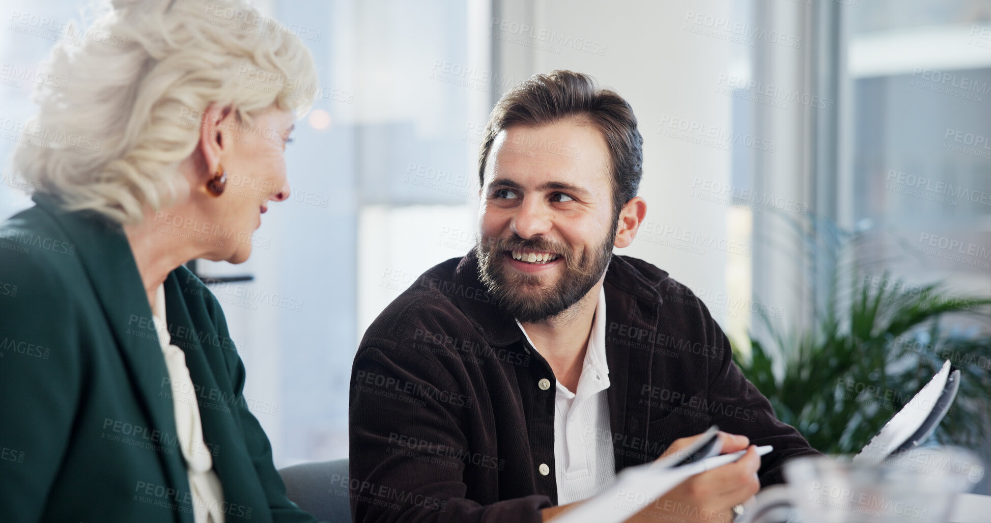 Buy stock photo Client, meeting and teamwork with business people in office for negotiation, feedback and planning. Advisor, consulting and proposal with employee in agency for contract policy, review and project