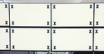 Computer screens, office and mockup space for security, safety or cctv footage on monitor. Protection service, tracking markers and blank desktop with surveillance inspection in control room.
