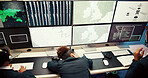 Screen, sleeping or woman in office for overtime, forecast report or ecology research in night. Exhausted, fatigue or tracking technology with maps for meteorology, weather radar or climate change