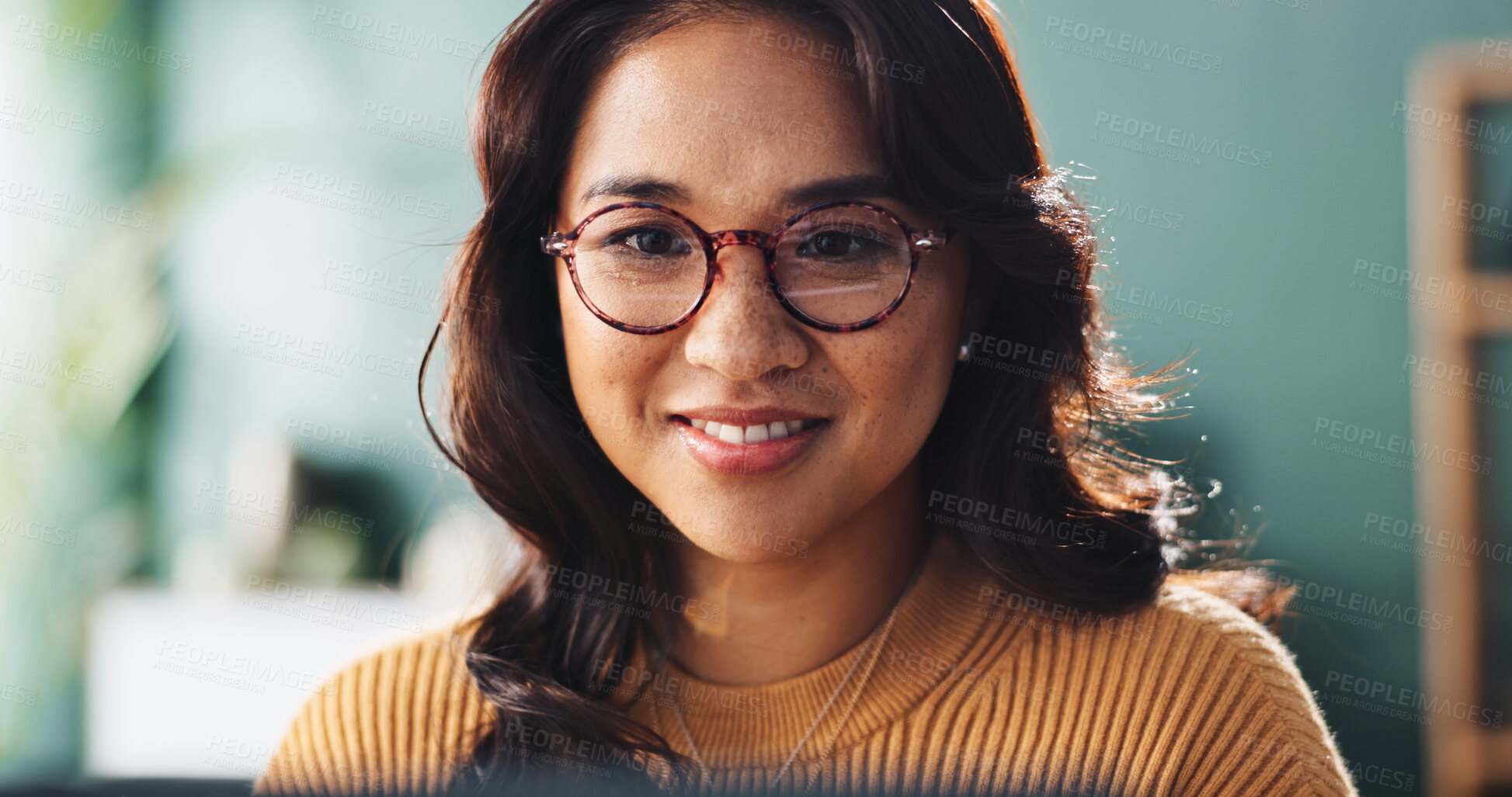 Buy stock photo Entrepreneur, research and woman with reading in home for copywriting project, editing blog and creative process. Remote work, freelance writer or technology for article review and online information