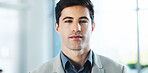 Serious, professional and portrait of businessman in office with confidence for corporate career growth. Pride, finance  and male financial manager from London with job development in workplace.