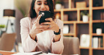 Phone, remote work and scroll with woman in home office for account manager, financial advisor and communication. Virtual consultant, client portfolio and update with person for contact and email