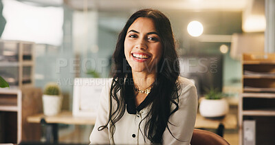 Buy stock photo Portrait, laugh and business woman in office as insurance agent, risk advisor and claims specialist. Smile, funny professional and confident employee at work with policy broker or coverage consultant