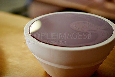 Buy stock photo Paint, pottery and clay with product in studio for artisan ceramics, manufacturing and decoration. Art, sculpture and background with bowl in workshop for small business, interior and handmade