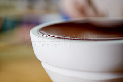 Buy stock photo Pottery, bowl and paint in workshop for manufacturing, creative startup and bespoke design. Ceramic, inventory and clay product in small business for creativity, artisan creation and color pattern