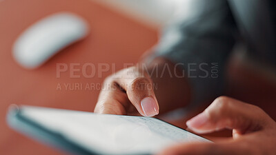 Buy stock photo Business woman, typing and hands with phone screen for internet connection, networking or communication. Employee, person and tech closeup for email, search or online messenger app with keyboard