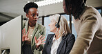 Call center, team and people training with mentor for customer service, collaboration or sales advice. Group, contact us and telemarketing manager on computer for discussion, help interns or coaching