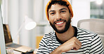 Creative, web design and portrait of man in office for software, website update and online interface. Graphic designer, professional and person on computer for project, digital agency and internet