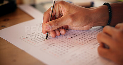 Buy stock photo Person, schedule and hands writing on calendar for reminder, deadline update and time management. Goals, objective and closeup of planning for tasks, appointment date and notes planner for agenda