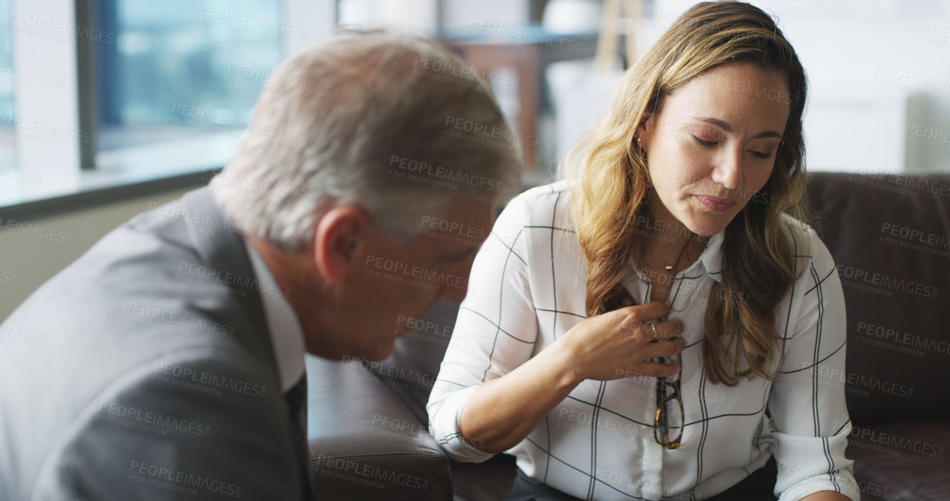 Buy stock photo Office, financial advisor and business people in meeting for planning, consulting and budget report. Professional, corporate and man with woman for finance review, company audit and investment