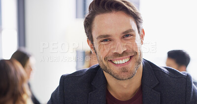 Buy stock photo Happy, business and man with portrait in office for corporate career, bank consultant and management. Male person, accountant and about us, accounting experience and ambition of financial opportunity