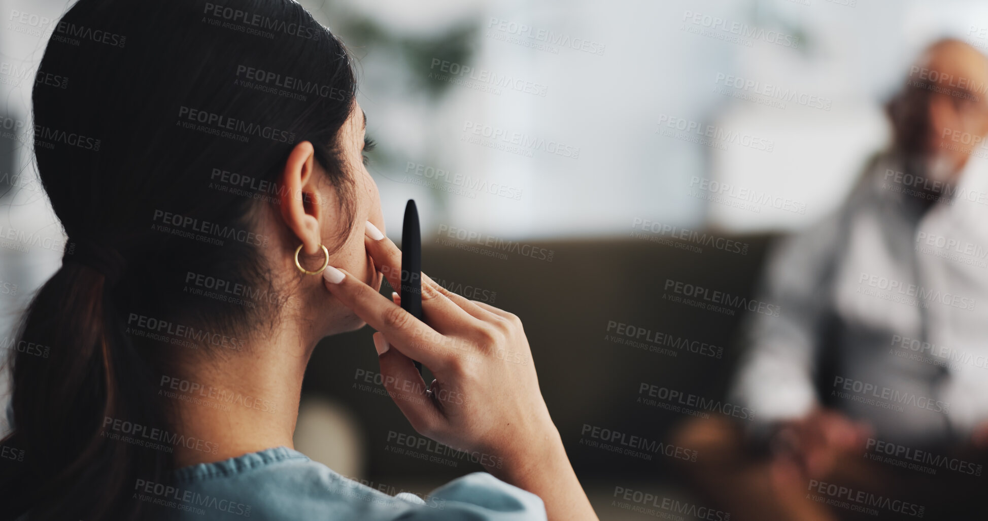 Buy stock photo Psychologist, listening and consultation for patient, office and service for mental health and help. Appointment, therapist and evaluation of client in clinic, people and counselling for healing