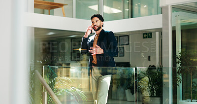 Businessman, discussion and office with phone call for negotiation or proposal at workplace. Man, employee or financial advisor talking on mobile smartphone for corporate deal, chat or conversation