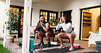 Home, personal trainer and squat with woman, training and workout of abdominal muscles and exercise. House, people and bodybuilding with instructor for leg strength, quads and balance for wellness