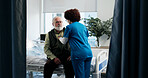 Heart, doctor and senior man in hospital, healthcare or cardiology with wellness. Checkup, mature patient or medical service with professional, appointment or beat hearing with consultation in clinic