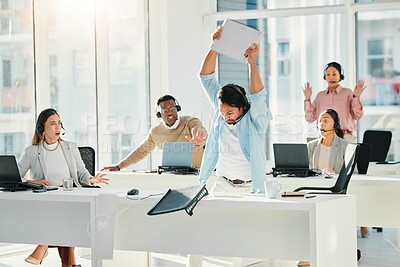 Buy stock photo Anger, business and smash laptop with man, stress and frustrated with anxiety, crisis and damage. Person, employees and professional with a pc, mental health and breakdown with emotion and problem