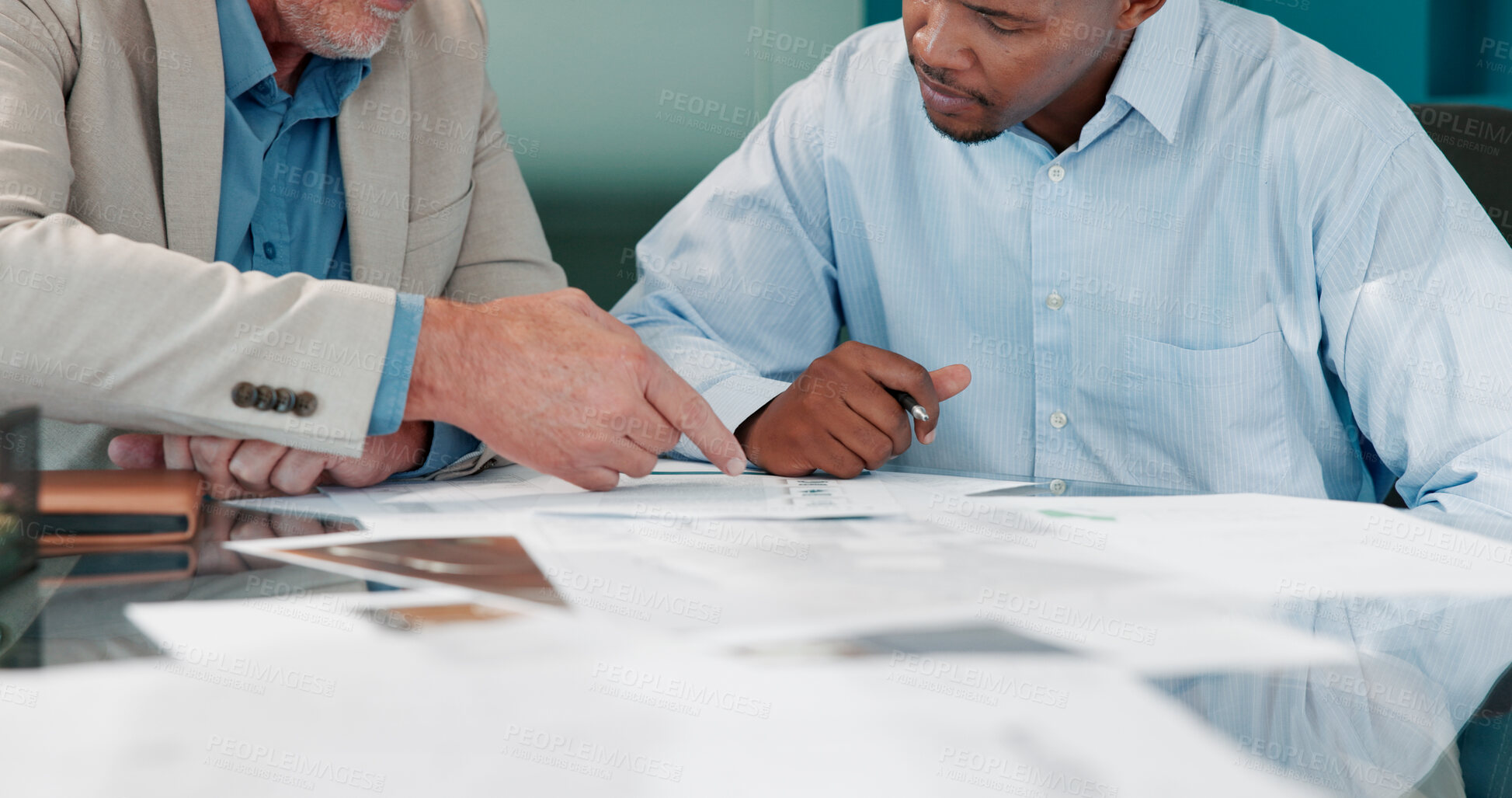 Buy stock photo Hands, sign or business people with contract in office for finance deal, legal advice or documents. Form, lawyer or partnership in meeting with financial advisor, client or show application agreement