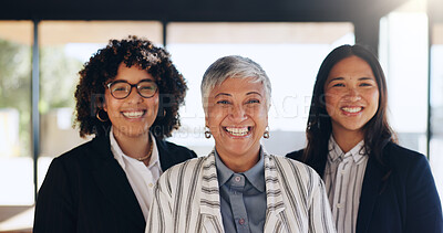 Buy stock photo Portrait, business and group of women in office for career pride, about us and real estate agent. Smile, people and realtor team with leadership for property development, staff confidence and viewing