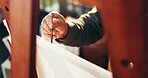 Hands, elderly person and painting on canvas for art, drawing design and sketch artwork. Above, senior man and paintbrush with easel for craft, diy activity and passion for creative project at house