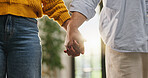 Love, holding hands and trust with couple in house for romantic connection, support and care. Marriage, commitment and relationship partner with man and woman in living room of home for loyalty